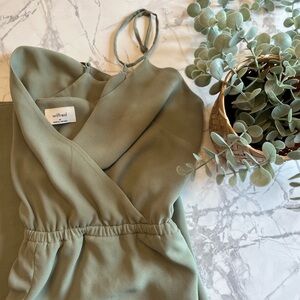 Versatile Green Jumpsuit with Wide-Leg Design